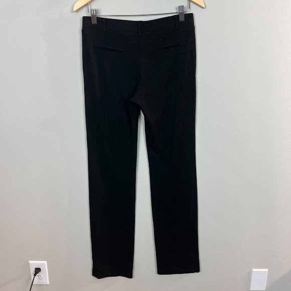 Betabrand Pants M Long Black Ribbed Stretch Straight Leg Pull On Faint Stripe - Picture 4 of 8